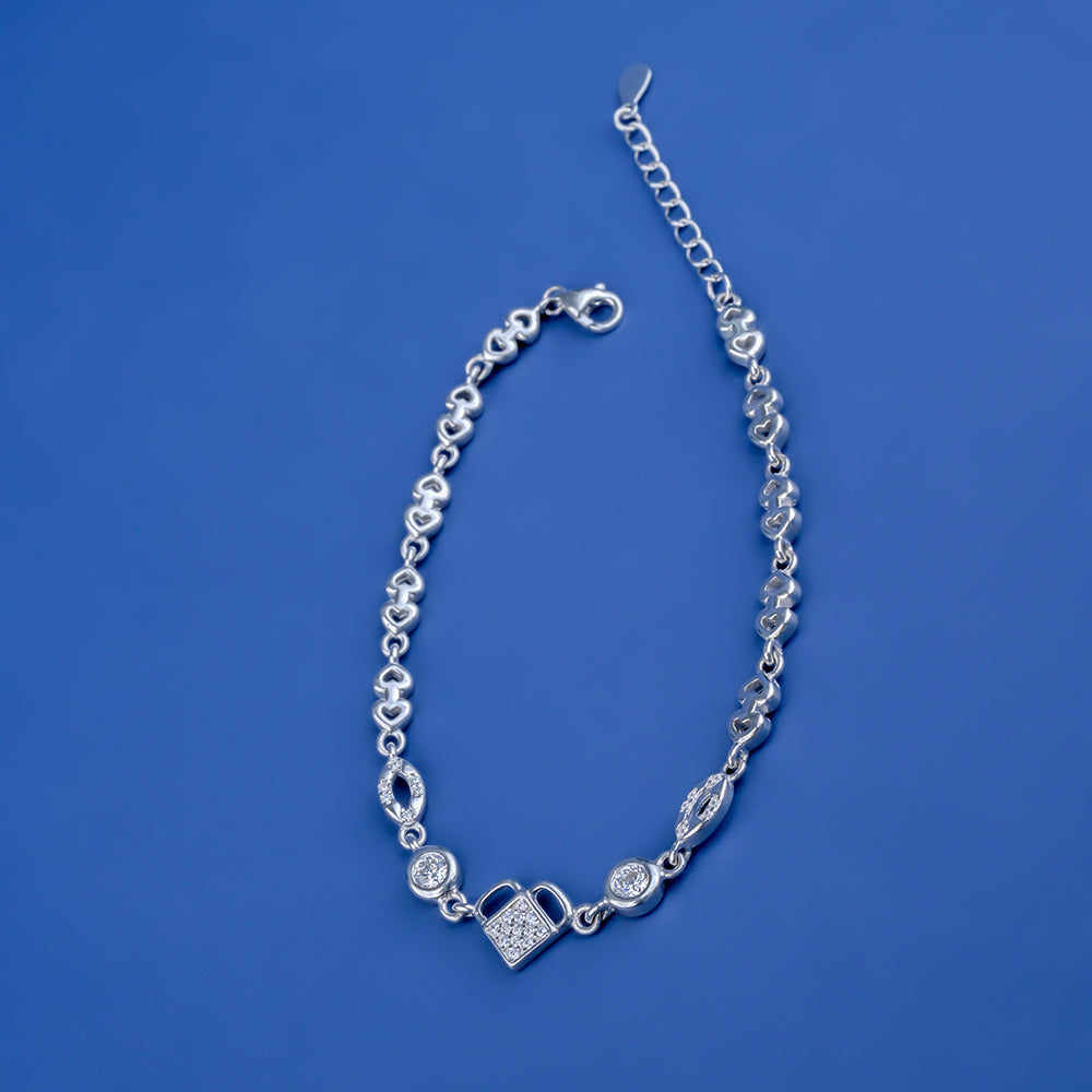 Fancy Design With Diamond Heart 925